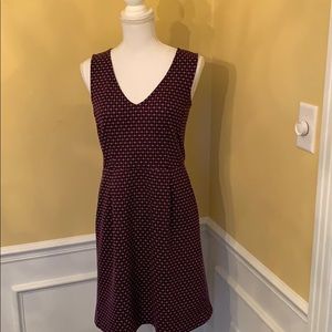 Navy Pocketed Geometric Sleeveless Dress